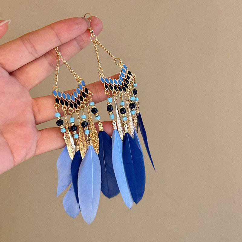 Bohemian Shell Bead Tassel Earrings - view 9