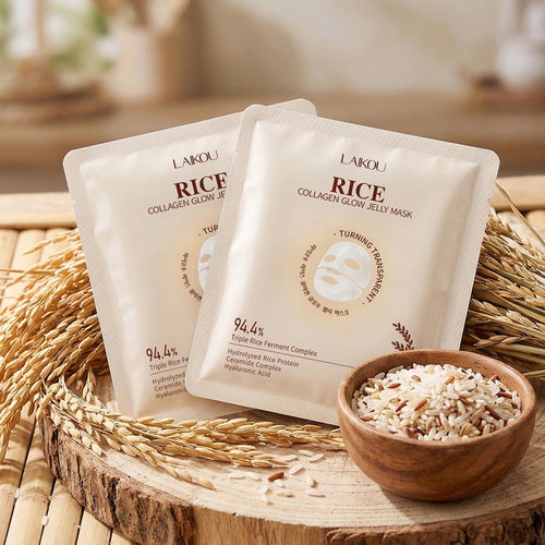跨境莱蔻大米蛋白提亮果冻面膜30g补水保湿面膜贴外贸全英文现货