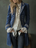 Women's Fall-Winter Velvet Embroidered Long Sleeve Patchwork Jacket 2026 - Pink