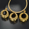 Overseas Middle East Copper Fashionable Twist Rotation Twist Design Necklace Earrings Set Large Electroformed Retro Accessory Wholesale