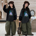 Girls' Striped Hoodie & Cargo Pants Set - Cool Casual