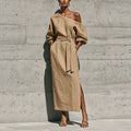 Elegant Slimming Tie-Front Waist-Tie Slit Dress