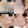 Windsor Castle ~ Full Diamond Teardrop Fringe Jewelry Set Light Luxury Niche Choker Wedding Banquet Party Necklace Women