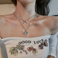 Overseas Multi-Layer Heart Butterfly Necklace Women Trendy Niche Design Layered Clavicle Chain Fashionable Versatile Choker N6312
