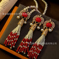 Cyan Island Accessory Height Stock Neo-Chinese Fringe Drop Necklace Jewelry Ancient Style Long Style Heavy-Duty Versatile Accessory Set