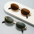 New Import Oval Round Sunglasses Amazon Hot Style Metal Trendy Glasses Fashionable Unisex Sun-Proof Sunshade Sunglasses
