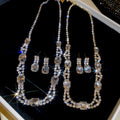 Moonlight Chapter Imperial Breeze Crystal Geometric Square Jewelry Set Wedding Banquet Necklace Light Luxury Niche Necklace
