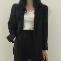Women's Fall Korean Casual Petite Blazer Set 2026 | 2 Piece Outfit Set - Black Set
