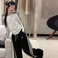 Girls' Drawstring Tee & Wide-Leg Pants Set