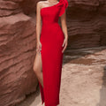 Women's One-Shoulder Ruffle Slim Fit Sexy Premium Evening Gown
