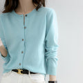 Women's Fall Korean Relaxed Plus Size Knit Wool Crew Neck Loose Sweater + Cardigan + - Black