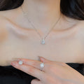 White Moonlight Mini Set Square Jewelry Set Light Luxury Niche Versatile Clavicle Chain Commute Gathering Gentle Breeze Necklace