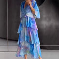 Gradient Print Layered Dress - European Style Fashion Dress for Spring Summer