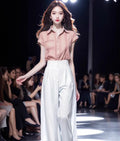 Summer Slimming Designer Short Sleeve Loose Wide Leg Shirt 2-Piece Set