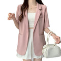 Women's Summer Korean Casual Petite Short Sleeve Lightweight Loose Jacket + Top 2026 - White