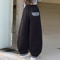 Girls' Plaid Spliced Wide-Leg Sweatpants