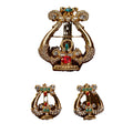 Western Vintage Accessory Gold Plated Lyre Artistic Brooch Creative Elegant Vertical Sound Joy Stud Chest Flower Set
