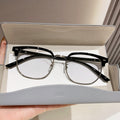 Browline Retro Frame Overseas Formal Plano Glasses Frame Casual Trendy Tech Anti-Blue-Light Myopia Glasses