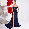 Women's Strapless Embellished Sexy Evening Gown Party
