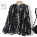 Summer French Elegant Long Sleeve V-Neck Floral Sun-Protection Shirt