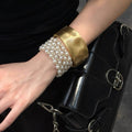Bronze Morning Hot Girl Feel Crystal Pearl Bangle Series Gold Bracelet Premium Daily Layered Hand Jewelry Item 2026