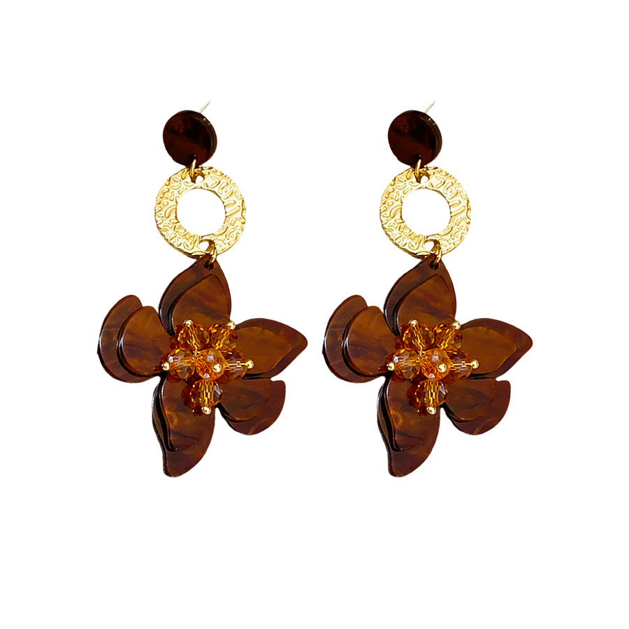 Resin Flower Pendant Tassel Earrings - view 5