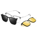 Beesfen 8899ZM Magnetic Fit-Over Glasses Frame 3 Combo One Polarized Big Face Prescription Glasses Men Sunglasses