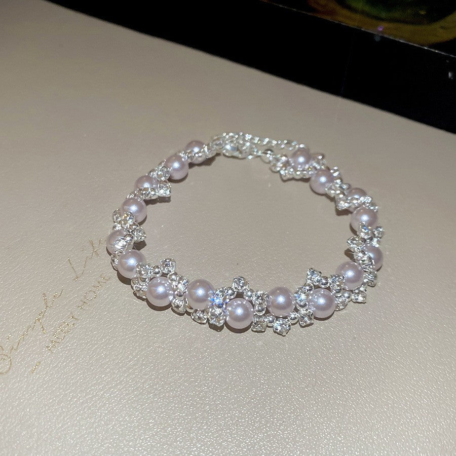 Zircon Flower Heart Pearl Bracelet - view 8
