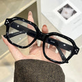 Big Frame Stud Square Plano 2025 New Anti-Blue Fashionable Frame Women Tortoise Shell Slender Glasses Frame
