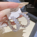 s925银针夸张水晶长款锆石流苏耳环轻奢高级精致耳钉时尚个性