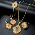 Western New Overseas Jewelry Beaded Quilted Shape Base Pad Alloy Necklace Bracelet Set Earrings Ring Fashionable Women Set