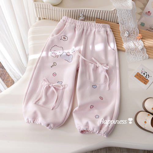 Girls' Cartoon Print Casual Sweatpants