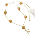 New Personality Gold Long Style Crystal Lucky Ball Necklace Pair Ball Sweater Chain Middle East Jewelry Fashionable Accessory