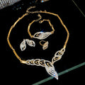 Beige Lily Leaf Rhinestone Geometric Cutout Jewelry Set Banquet Party Magnetic Glasses Style Necklace Light Luxury Niche Necklace