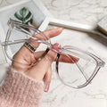 Big Frame Prescription Glasses Korean Bare Face Influencer Asymmetric Blue-Light Lens Frame Retro Plano Frame Finish Item Prescription Sunglasses