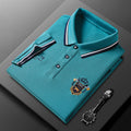 2025 summer pique ice mercerized cotton lapel men's casual short sleeve polo shirt men's embroidered