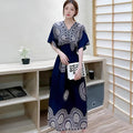 Women's Summer Chinese French Short Sleeve V-Neck Printed Dress + Skirt 2026 - 1-1#
