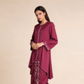 Satin Embroidered Long Sleeve Wavy Edge Loose Skirt + Top 2-Piece Set