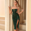 Women's Strapless Spaghetti Strap Patchwork Slim Fit Sexy Evening Gown Banquet