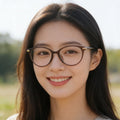 Light Feel Photochromic Prescription Glasses Retro Japanese Ultra-Light Overseas Round Anti-Blue Bare Face Small-Frame HD Prescription Sunglasses