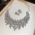 La Horse Faux Day Micro Diamond Pearl Jewelry Set Light Luxury Artistic Retro Necklace Banquet Party Gentle Necklace Women