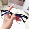 3016 Prescription Sunglasses Anti-Blue Plano Half-Rim Retro Wear Jewelry Frame Glasses Unisex Finish Item Prescription Glasses