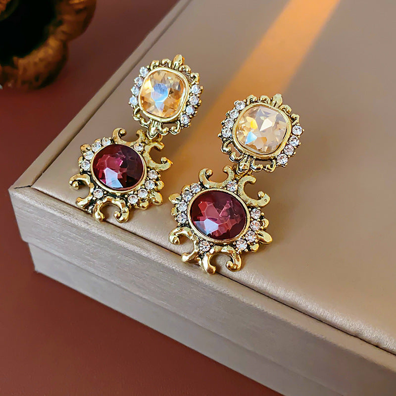 Vintage Rhinestone Flower Necklace and Earring Set - view 7