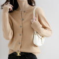 Women's Fall Korean Relaxed Plus Size Knit Wool Crew Neck Loose Sweater + Cardigan + - Black