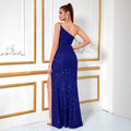 Women's One-Shoulder Sequin Sexy Evening Gown Party