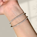 Niche Exquisite Starry Sky Bangle Half Plain Band Half Crystal Bracelet Women Light Luxury Fashionable Full Diamond Crystal Premium Hand Jewelry Women