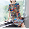Ice Silk Plus Size Short Sleeve Mom Dress, 2024