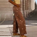 Retro Patchwork Printed Floral Loose Wide Leg Pants + Pants