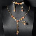 Overseas Dubai Middle East Flower Fringe Handmade Necklace Bracelet Set Earrings Ring India Women Banquet Jewelry Set