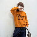 Girls' Cartoon Embroidered Knit Pullover - Orange
